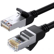 Câble réseau RJ45 Ethernet Cat 6 U/UTP rond avec cordon de brassage 1 m - noir