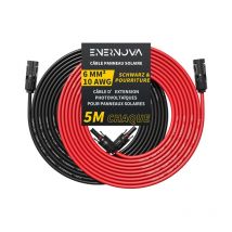 Enernova - Câble Solaire 4mm²/6mm², Câble Panneau Solaire 1/2/3/5/10/15/20M, IP67 Rallonge de Câble Solaire, Câble d'extension de Câble Solaire avec
