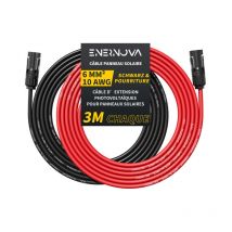 Enernova - Câble Solaire 4mm²/6mm², Câble Panneau Solaire 1/2/3/5/10/15/20M, IP67 Rallonge de Câble Solaire, Câble d'extension de Câble Solaire avec