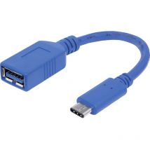 Manhattan - Adaptateur usb 2.0, usb 3.0 353540 - [1x usb 3.0 femelle type a - 1x usb-c mâle] - 15.00 cm - bleu blindage