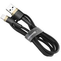 Basetech - Cable trenzado duradero usb a iPhone Lightning QC3 de 1 m, color negro y dorado