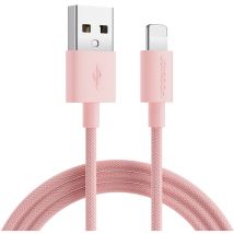 Câble tressé pour iPhoneUSB-A - Lightning, 2m, rose pastel