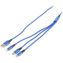 Adnauto - Cable usb 2.0 prise Apple Lightning prise male usb b micro prise usb c vers prise usb a 1.2m - Bleu