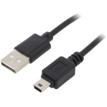 Adnauto - Cable- usb 2.0- usb a prise.USB b mini prise- nickele- 1.8m- noir