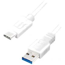 Cable usb 3.0 usb a male usb c male 1m - Blanc