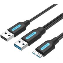 Vention - cable usb 3.0/M USB2.0/M microusb/m 1 m black 1m/ From microUSB-B to usb-a/ usb-a From power supply