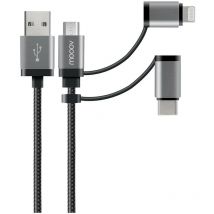 Câble USB-A 3-en-1 MFI/USB-C/micro-USB renforcé Ultimate 1 m - noir