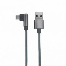 Câble usb-c /usb-a coudé nylon 1 m - gris