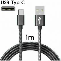 Cable usb-c vers usb 2.0 Cable de charge en nylon avec connecteur usb Type-C / 1 m La couleur noire