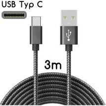 Treetalk - Cable usb-c vers usb 2.0 Cable de charge en nylon avec connecteur usb Type-C / 3 m La couleur noire