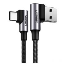 Câble USB coudé - USB-C QC 3.0 3A 1m gris