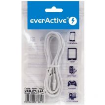 Câble usb Lightning everActive 1 m - Blanc, silicone, charge rapide, 2,4 a - CBS-1IW