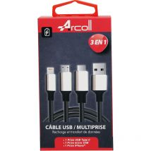 Cable usb multiprises 1M 3EN1 Chollet CHT12092