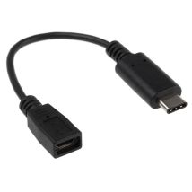 Rs Pro - Câble usb usb Micro b femelle vers Male usb c, Noir, 150mm ( Prix pour 1 )