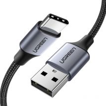 Câble tressé solide usb - usb-c qc 3.0 3A 2m gris