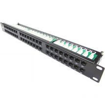 Rackmatic - Patch panel de 48 RJ45 Cat.5e utp 1U negro