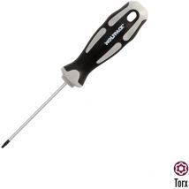 Cacciavite Torx antimanomissione Acciaio S2 Manico tpr bimateriale. Misura T08 x ø 3,0 x 75 mm.