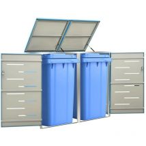 Cache 2 Poubelles Moderne Bleu 115 cm de hauteur. Idéal container sur roulette - Bleu