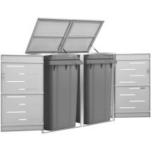 Cache 2 Poubelles Moderne Gris 115 cm de hauteur. Idéal container sur roulette - Gris