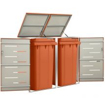Cache 2 Poubelles Moderne Orange 115 cm de hauteur. Idéal container sur roulette - Orange