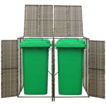 Cache 2 Poubelles Résine Tressée Brun 117 cm de hauteur. Idéal poubelle sur roulette - Brun