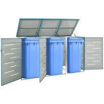 Cache 3 Poubelles Moderne Bleu 115 cm de hauteur. Idéal container sur roulette - Bleu