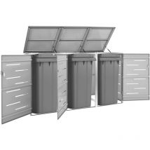 Le Poisson Qui Jardine - Cache 3 Poubelles Moderne Gris 115 cm de hauteur. Idéal container sur roulette - Gris