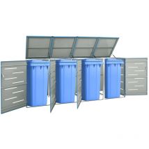 Le Poisson Qui Jardine - Cache 4 Poubelles Moderne Bleu 115 cm de hauteur. Idéal container sur roulette - Bleu