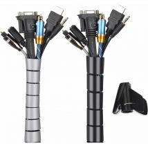 Heguyey - Cache Cable 2 Pack,Flexible Range Cable 2x3m pe Cable Rangement Organisateur de Cable pour Ranger ou Cacher les cables,Gaine pour