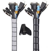 Cache Cable 2 Pack,Flexible Range Cable 2x3m pe Cable Rangement Organisateur de Cable pour Ranger ou Cacher les cables,Gaine pour cables(2.2cm et