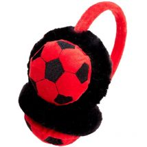 Cache-oreilles d'hiver en fausse fourrure pour enfants, motif football, chaud et pelucheux, pour filles et garçons - Rouge vif