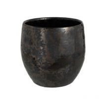 Cache-pot antique en ceramique noir de grande taille