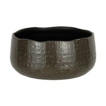 Cache-pot bas à motifs en céramique gris foncé 32x32x15cm