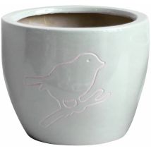 Cache Pot Bird Gris En Terre Cuite 13 Cm