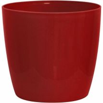 Cache-pot Brillant - Garden Id - Shiny Rouge Avec Roulettes - 30 X 27 Cm - Aspect Céramique - Étanche - Déplacement Aisé