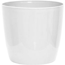 Cache-pot Brillant - Garden Id - Shiny Blanc Avec Roulettes - 30 X 27 Cm - Aspect Céramique - Étanche - Déplacement Aisé