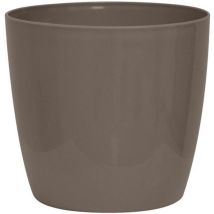 Cache-pot Brillant - Garden Id - Shiny Taupe Avec Roulettes - 35 X 32 Cm - Aspect Céramique - Étanche - Déplacement Aisé
