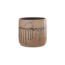 Cache-pot en céramique beige 18x18x18 cm