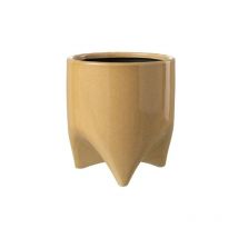 Cache-pot en céramique beige 18x18x20.5 cm