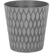 Beliani - Cache-Pot Gris Foncé Rond en Mélange de Fibres Diamètre 35 cm, Pot de Fleurs à Relief de Design Moderne Idéal pour Extérieur et Intérieur