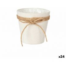 Porte-pot de fleurs en corde en plastique blanc avec nœud 14 x 12,5 x 14,5 x 14 cm 14 x 14 x 14 cm (24 pcs.)