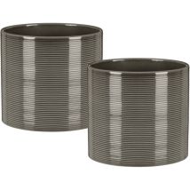 Pot à fleurs set de 2 en céramique, coloris: Glass Grey, diamètre 16 cm, hauteur 15 cm, 2,6 l vol. - Scheurich