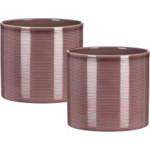Pot à fleurs set de 2 en céramique, coloris: aubergine, 14 cm de diamètre, 13 cm de hauteur, 1,5 l vol. - Scheurich
