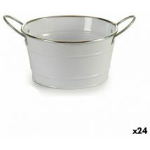 Cube porte-pot de fleurs white silver zinc 27,5 x 10,5 x 20 cm (24 pcs.)
