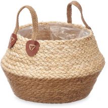 Cache-pot tressé rustic avec poignées
