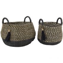 Aubry Gaspard - Cache-pots en raphia et en jonc (Lot de 2)