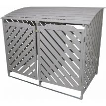 Monster-shop - Cache Poubelle Gris Cérusé Abri Poubelle Extérieur Bois de Sapin Rangement Verrouillable Jardin