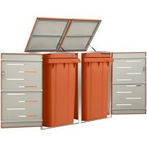 Design In - Cache-poubelle,Abri pour deux poubelles 138x77,5x112,5 cm Inox CFW47329
