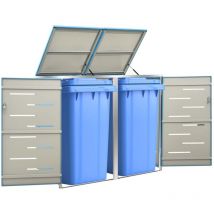 Design In - Cache-poubelle,Abri pour deux poubelles 138x77,5x115,5 cm Inox CFW29914