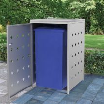 Design In - Cache-poubelle,Abri pour poubelle sur roulettes 240 l Acier inoxydable CFW40236
